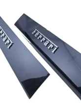 Exotic Car Gear Carbon Fiber 1-Pair Door Sills w/ Raised Chrome Script Ferrari F12 Berlinetta                                     - ECG-FER-F12DSS - Image 2