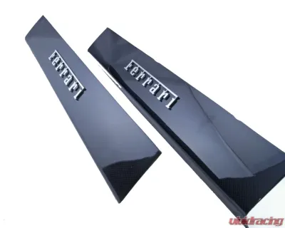 Exotic Car Gear Carbon Fiber 1-Pair Door Sills w/ Raised Chrome Script Ferrari F12 Berlinetta - ECG-FER-F12DSS