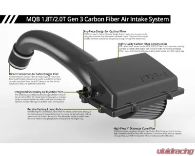 034 Motorsport X34 Carbon Fiber MQB Open-Top Cold Air Intake System, 8V Audi A3/S3/TT/TTS, MkVII VW Golf/GTI/R & MkVII VW GLI, 1.8T/2.0T Gen 3 - 034-108-1020