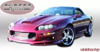 KBD Bodykits Type J Style 1 Piece Front Lip for Chevrolet Camaro 1998-2002, Polyurethane, Unpainted Black - 37-2160