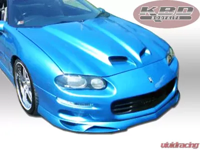 KBD Bodykits Type J Style 1 Piece Front Lip for Chevrolet Camaro 1998-2002, Polyurethane, Unpainted Black - 37-2160