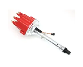 PerTronix D305711 Flame-Thrower Electronic Distributor Billet Magnetic Trigger Slip Collar Chevrolet Small Block/Big Block Red Male Cap Vacuum Advance