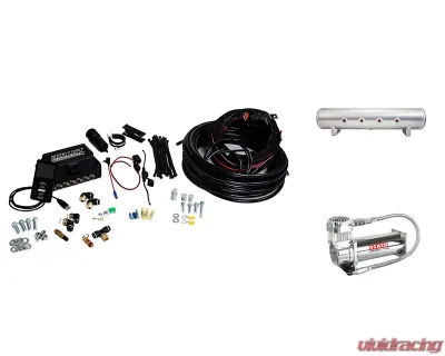 Air Lift Performance 3P 3/8" Air Line, 4 Gallon 7-Port Lightweight Raw Aluminum Tank, VIAIR 444C Compressor - 27689