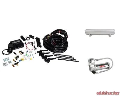 Air Lift Performance 3H 3/8" Air Line, 4 Gallon 5-Port Lightweight Raw Aluminum Tank, VIAIR 444C Compressor - 27697