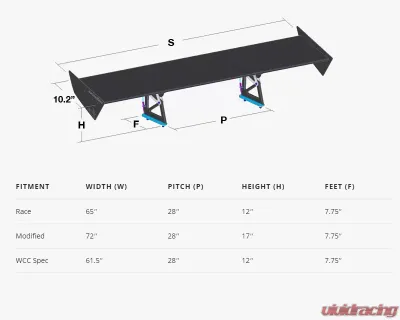 Aeromotions R.Static 61.2" Wing With 12" Uprights Nissan 370Z 09-18 - AM-370Z-RS-12-62