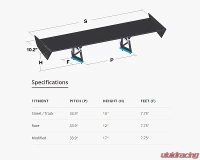 Aeromotions R.Static 65" Wing With 12" Uprights Mitsubishi Evolution 03-07 - AM-EVOX-RS-12