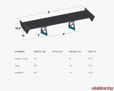 Aeromotions R.Static 65" Wing With 10" Uprights Ferrari 360 99-05 - AM-F360-RS-10