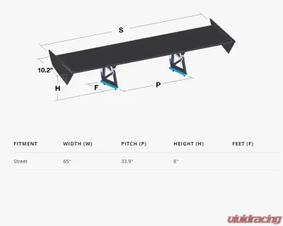 Aeromotions S1.Dynamic 65" Wing Nissan GT-R R35 2009-2021 - AM-GTRR35-S1