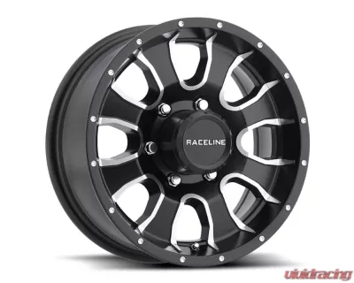 Raceline 860M Mamba Wheel 12x4 5x4.5 0mm Black w/ Machined Spokes - 860M-24012