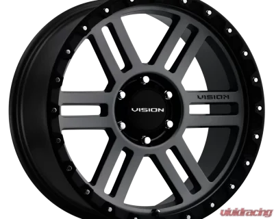 Vision Wheels Manx 2 Wheel 17x9 6x139.7 -12mm Satin Grey w/Satin Black LIP - 354-7983SGBL-12