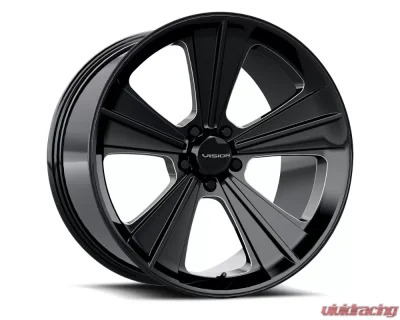 Vision Missile Wheel 20x11 5x114.3 50mm Gloss Black Milled Spoke - V327-20165GBMS50