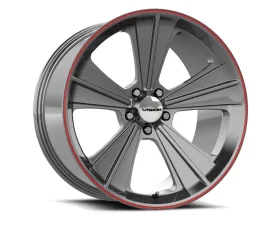 Vision Missile Wheel 20x11 5x114.3 50mm Gun Metal w/Red Lip