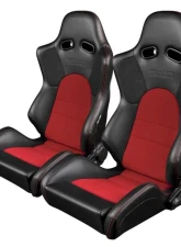 Braum Racing Advan Series Sport Seats - Black Leatherette w/ Red Fabric Insert                                     - BRR2-BKRD - Image 5