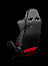 Braum Racing Advan Series Sport Seats - Black Leatherette w/ Red Fabric Insert                                     - BRR2-BKRD - Image 3