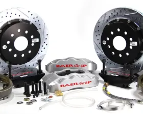 Baer Sport Baer Brakes 14 Inch Rear Pro+ Brake System with Park Brake for 93 Mustang 4 Lug Silver
