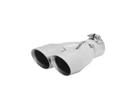 Flowmaster Exhaust Tip - 3.00 in. Dual Angle Cut Polished SS Fits 2.50 in. Tubing -Clamp on