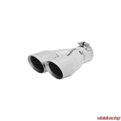Flowmaster Exhaust Tip - 3.00 in. Dual Angle Cut Polished SS Fits 2.50 in. Tubing -Clamp on - 15307