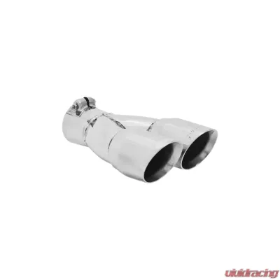 Flowmaster Exhaust Tip - 3.00 in. Dual Angle Cut Polished SS Fits 2.50 in. Tubing -Clamp on - 15307