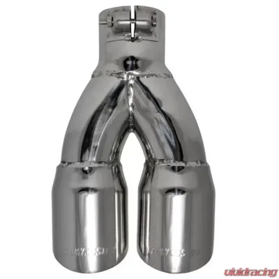 Flowmaster Exhaust Tip - 3.00 in. Dual Angle Cut Polished SS Fits 2.50 in. Tubing -Clamp on - 15307