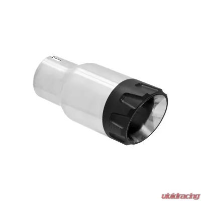 Flowmaster Exhaust Tip - 3.50 in. Angled Brushed SS/Black Alum Fits 2.50 in tubing-Clamp on - 15316