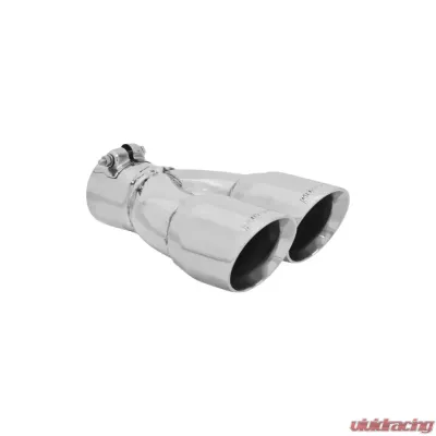 Flowmaster Exhaust Tip - 3.00 in Dual Angle Cut Polished SS Fits 2.50 in. - Right -Clamp on - 15389