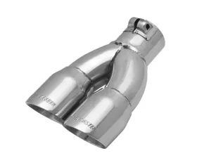 Flowmaster Exhaust Tip - 3.00 in Dual Angle Cut Polished SS Fits 2.50 in. - Left - Clamp on