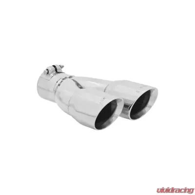 Flowmaster Exhaust Tip - 3.00 in Dual Angle Cut Polished SS Fits 2.50 in. - Left - Clamp on - 15390