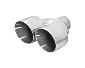 Flowmaster Exhaust Tip - Dual 4.00 in. Angle Cut Polished SS Fits 2.50 in. Tubing - Weld on