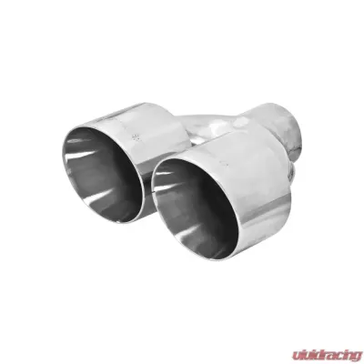 Flowmaster Exhaust Tip - Dual 4.00 in. Angle Cut Polished SS Fits 2.50 in. Tubing - Weld on - 15391