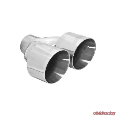 Flowmaster Exhaust Tip - Dual 4.00 in. Angle Cut Polished SS Fits 2.50 in. Tubing - Weld on - 15391