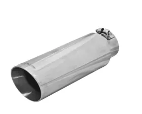 Flowmaster Exhaust Tip - 4.00 in. Angle Cut Polished SS Fits 3.00 in. Tubing - Clamp on