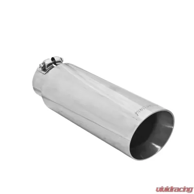 Flowmaster Exhaust Tip - 4.00 in. Angle Cut Polished SS Fits 3.00 in. Tubing - Clamp on - 15398