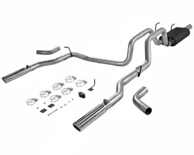 Flowmaster Catback System - Dual Rear/Side Exit - American Thunder - Mild/Moderate Sound Dodge Ram 1500 2006-2008 4.7L V8
