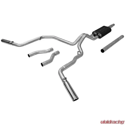 Flowmaster Catback System 409S - Dual Rear/Side Exit - American Thunder - Moderate Sound Ford F-150 1987-1996 - 817471