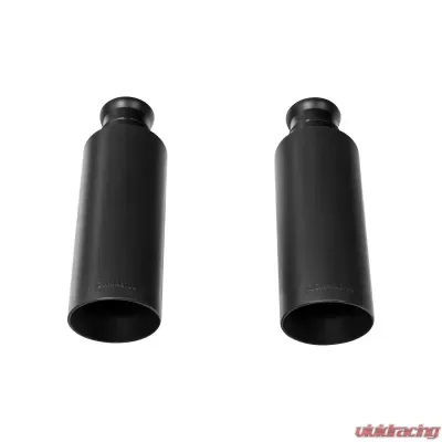 Flowmaster Exhaust Tip - 4.00 in. Angle Cut Black Ceramic Coated - Clamp On - 15356B