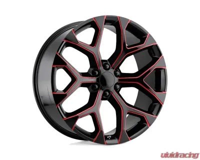 OE Creations PR176 Wheel 24x10 6x5.5 +24mm Gloss Black Red Milled - 176MR-2415824