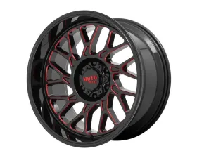 Moto Metal MO805 Wheel 20x10 5X127 -18mm Gloss Black Milled With Red Tint