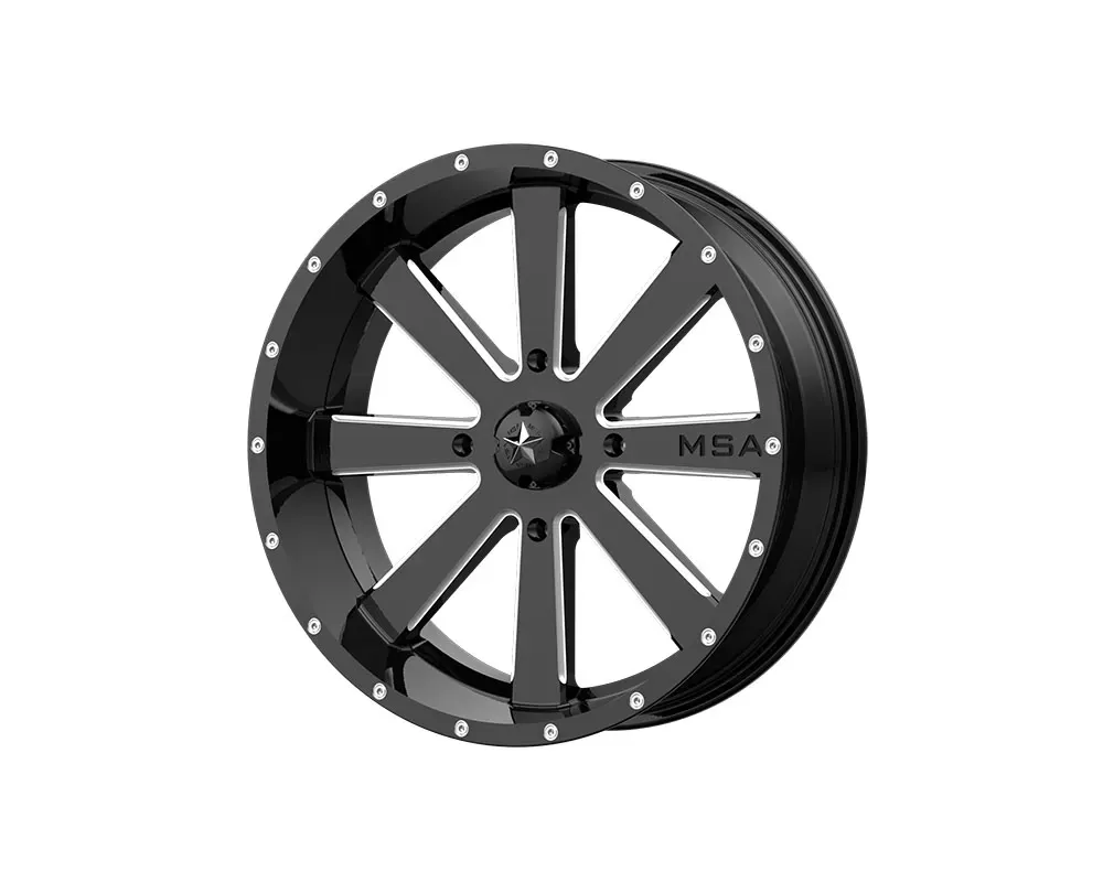 MSA Offroad M34 Flash Wheel 20x7 4x4x137 +0mm Gloss Black Milled - M34-020737M