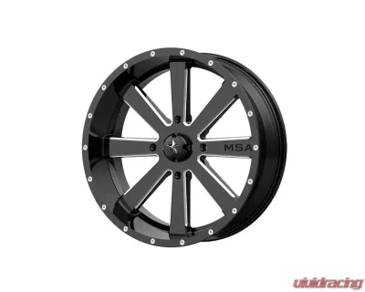 MSA Offroad M34 Flash Wheel 22x7 4x4x156 +0mm Gloss Black Milled - M34-022756M