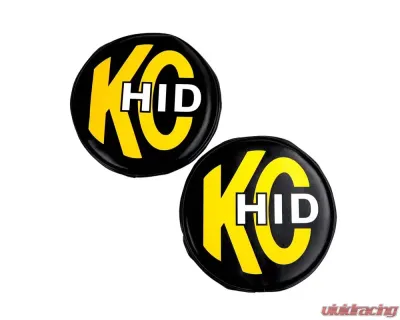 KC HiLites 8" Light Cover Soft Vinyl Pair Black with Yellow KC HID Logo - 5818