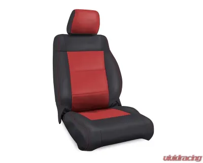 PRP Seats Front Seat Covers Black with Red Stitching for Jeep Wrangler JK 2011-2012 - B019-01