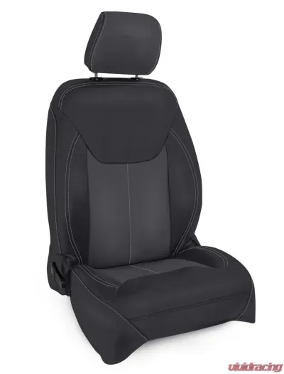 PRP Seats Front Seat Covers Black and Grey with Silver Stitch for Jeep Wrangler JK 2013-2017 - B022-03