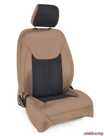 PRP Seats Front Seat Covers Black and Tan with Tan Stitch for Jeep Wrangler JK 2013-2017 - B022-04