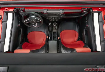 PRP Seats Front Seat Covers Black with Red Stitch and Pocket for Jeep Wrangler JL 2018-2020 - B037-01
