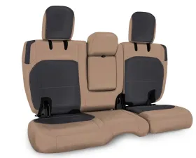 PRP Seats Rear Bench Covers Tan and Black with Tan Stitch and Arm Rest for Jeep Wrangler JL 2018-2020