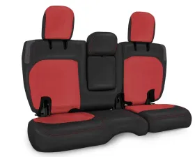 PRP Seats Rear Bench Covers Black and Red with Red Stitch and Arm Rest for Jeep Wrangler JL 2018-2020