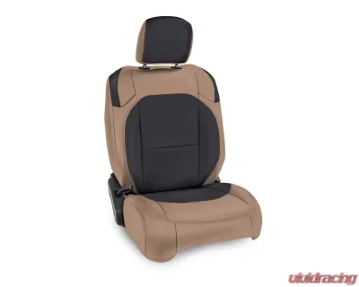 PRP Seats Black and Tan Front Seat Covers Pair for Jeep Wrangler JL 4 Door, Gladiator JT, Rubicon 2018+ - B040-04