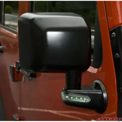 Rugged Ridge Door Mirror, Right, LED Turn Signal, Black; Jeep Wrangler JK 2007-2018 - 11002.14
