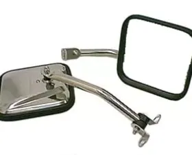 Rugged Ridge Door Mirror Kit, CJ-Style, Stainless Steel; Jeep Wrangler YJ 1987-1995