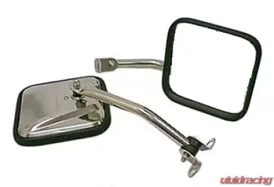 Rugged Ridge Door Mirror Kit, CJ-Style, Stainless Steel; Jeep Wrangler YJ 1987-1995 - 11005.06